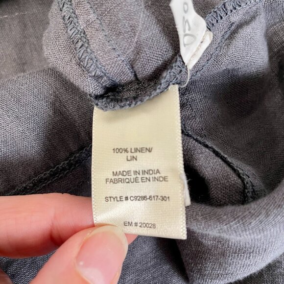 Cloth & Stone 100% Linen Short Sleeve Button Up Shirt, Stone Grey, Size M - Picture 7 of 8